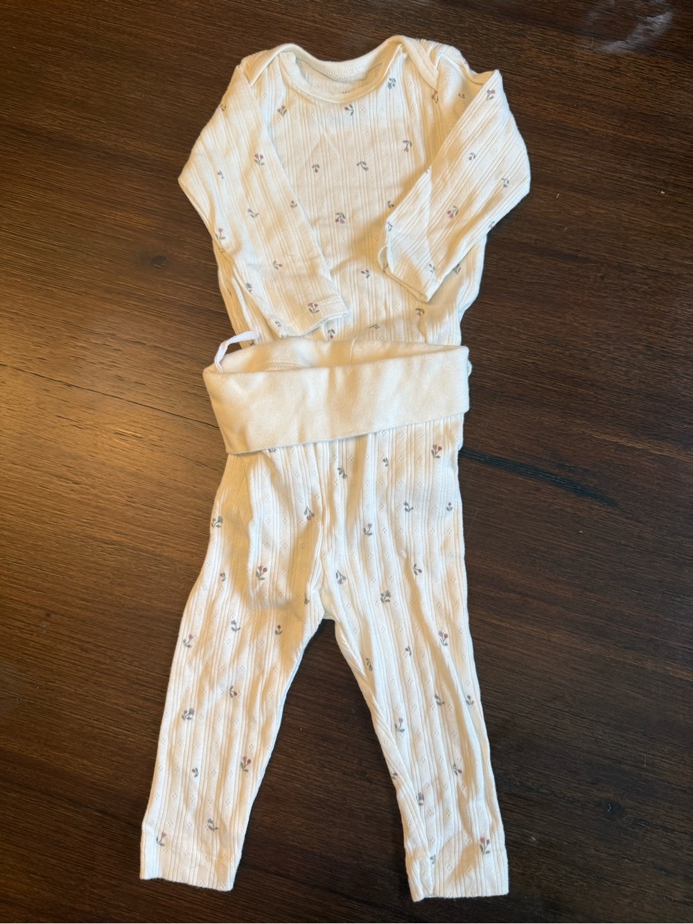 Cream Floral Rib-Knit Kids  Set H&M